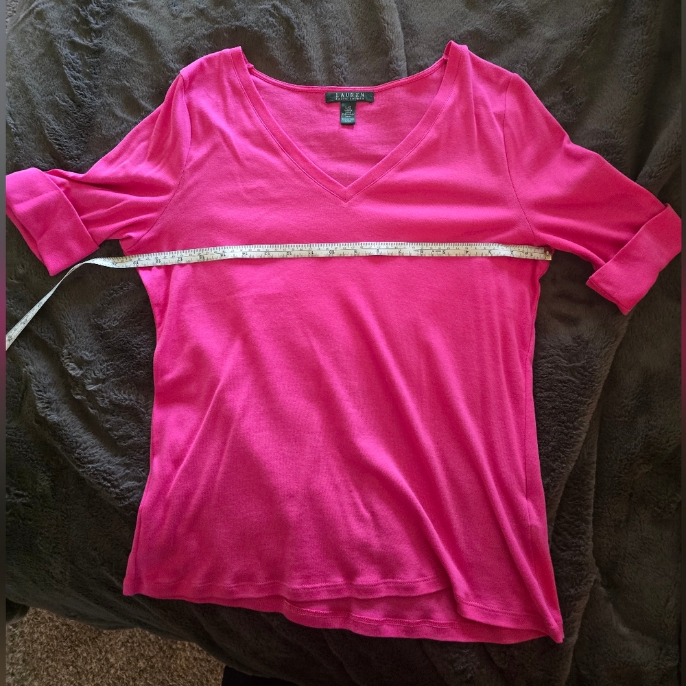 Ralph Lauren RLR Pink/Salmon V-Neck Short Sleeve Top